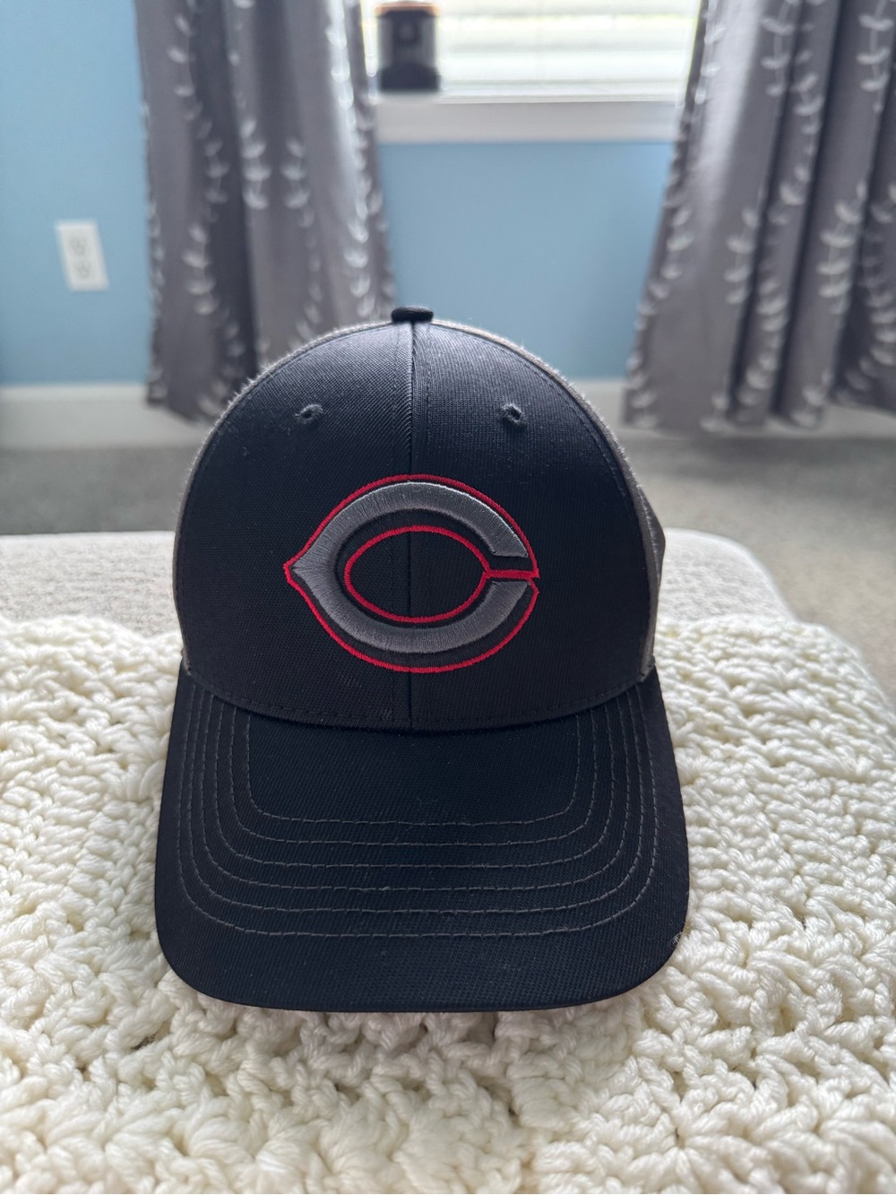 Cincinnati Reds Black Baseball Cap with Red and Gray Embroidered 'C' Logo